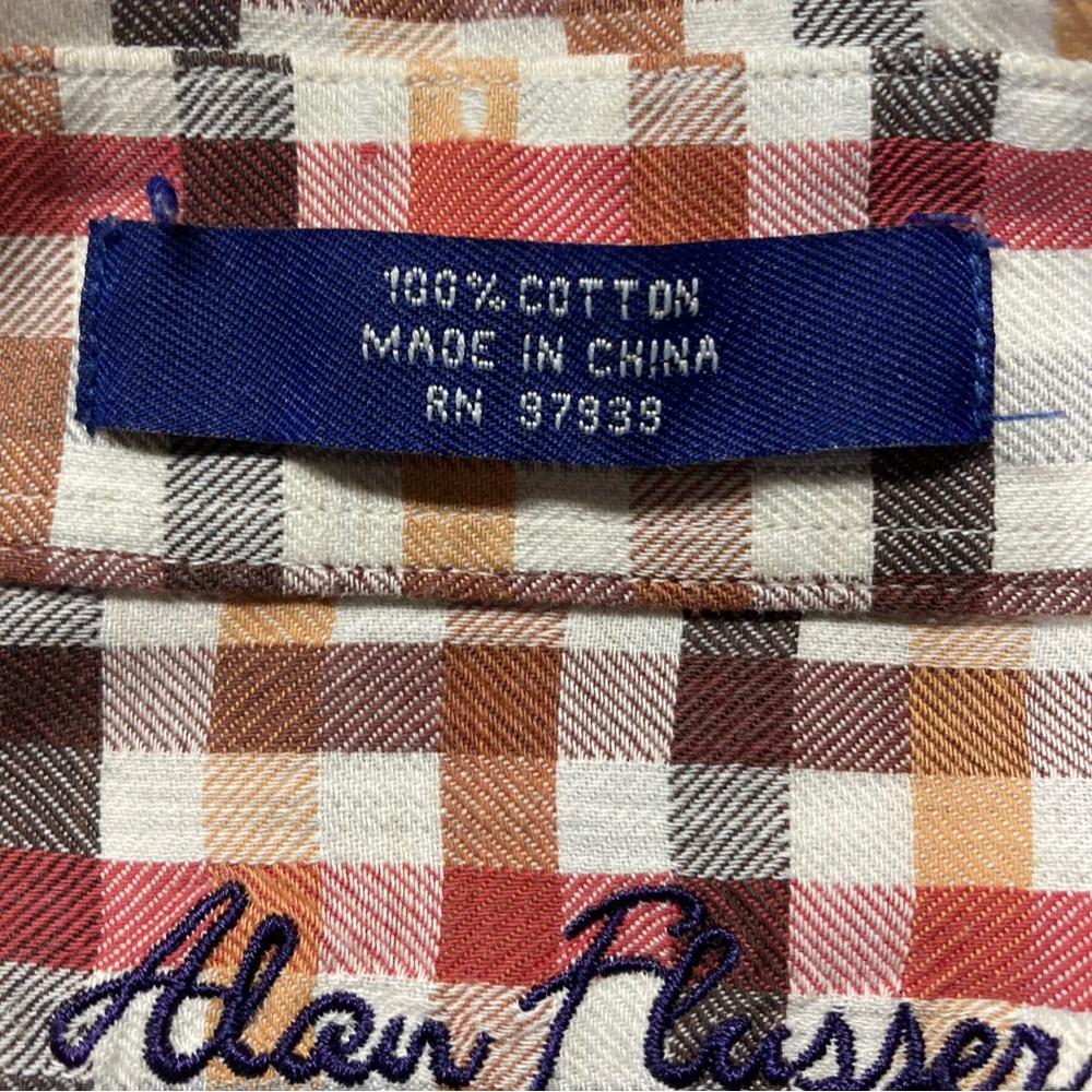 Alan Flusser Shirt Size M Brown, Gold, And Rust Plaid - Picture 4 of 8